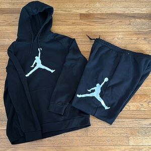 Mens Jordan Black Gym Athletic Jumpman Hoodie Hooded Sweatshirt and Pants Set